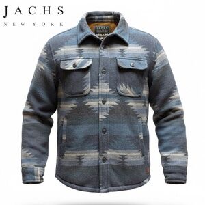 Jachs New York Men's Indigo Aztec Wool Blend Over Shirt Jacket Shacket | Size M